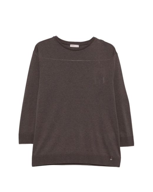 Herno Brown Crew-Neck Long-Sleeve Top