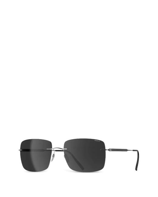 Silhouette Metallic Rimless Rectangle-Frame Sunglasses for men