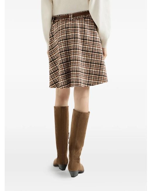 Brunello Cucinelli Natural Comfort Checked Wool And Alpaca Mini Circle Skirt