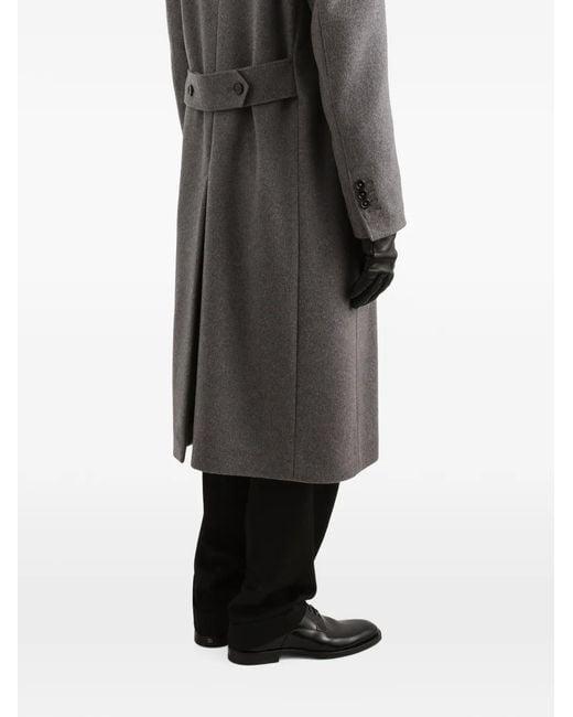Dolce & Gabbana Gray Double-Breasted Cashmere Coat for men