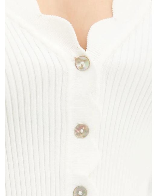 Silvian Heach White Rauen Scalloped Cardigan