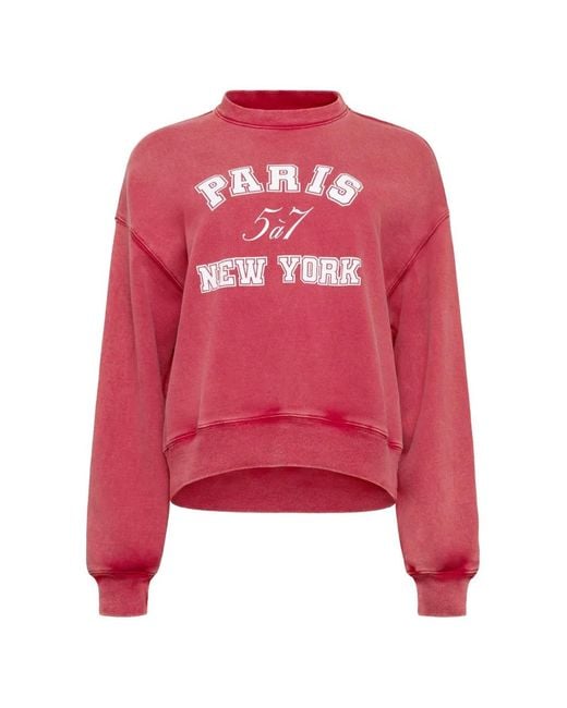 Cinq À Sept Red Logo-Print Washed Sweater