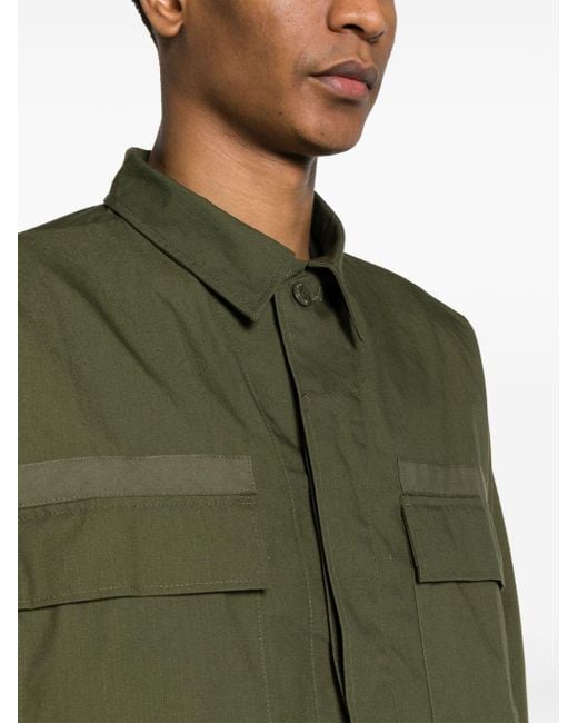 (w)taps Green Identity Ripstop Military Shirt for men