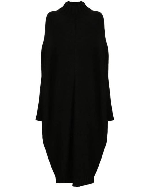 Forme D'expression Black Mock-Neck Knitted Midi Dress