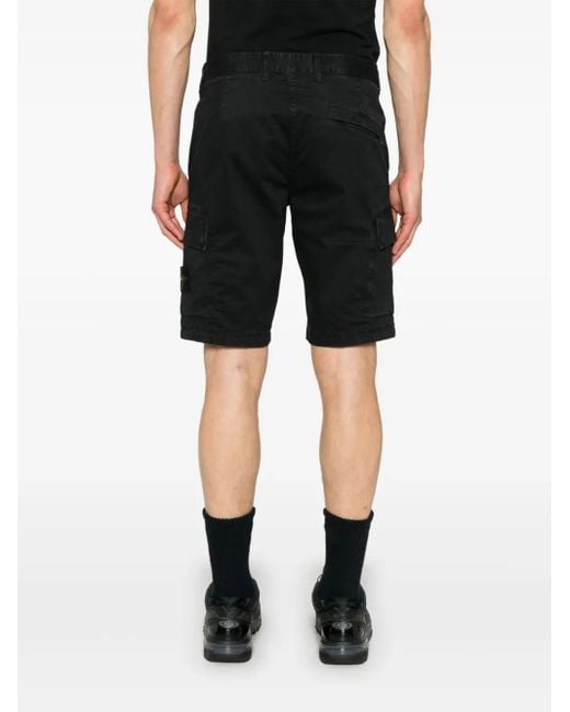 Stone Island Black Compass-Badge Shorts for men