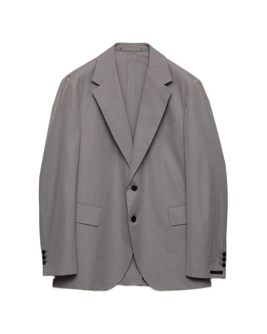 Prada Gray Single-Breasted Cotton Jacket for men