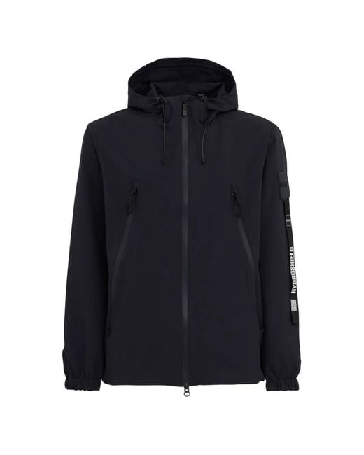 OUTHERE Blue Logo-Patch Hooded Jacket for men