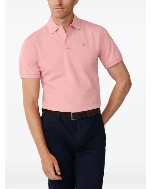 Hackett Pink Logo-Embroidered Slim-Fit Polo Shirt for men