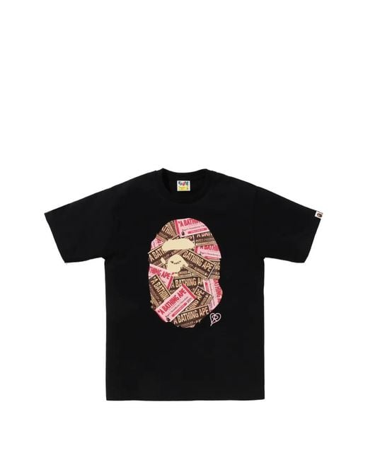 A Bathing Ape Black Printed T-Shirt for men