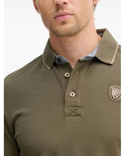 Blauer Green Logo-Patch Piqué Polo Shirt for men