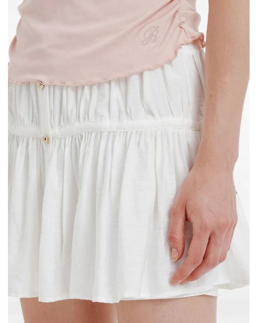 B+ AB White Button-Up Ruffled Mini Skirt