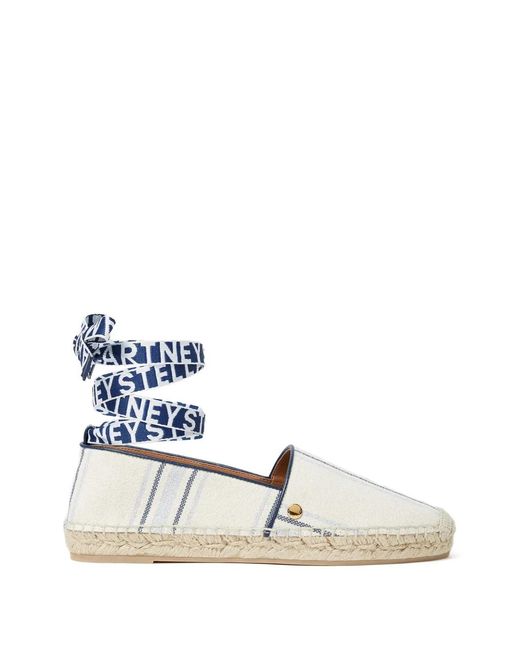 Stella McCartney Blue Gaia Striped Tie-Fastening Espadrilles