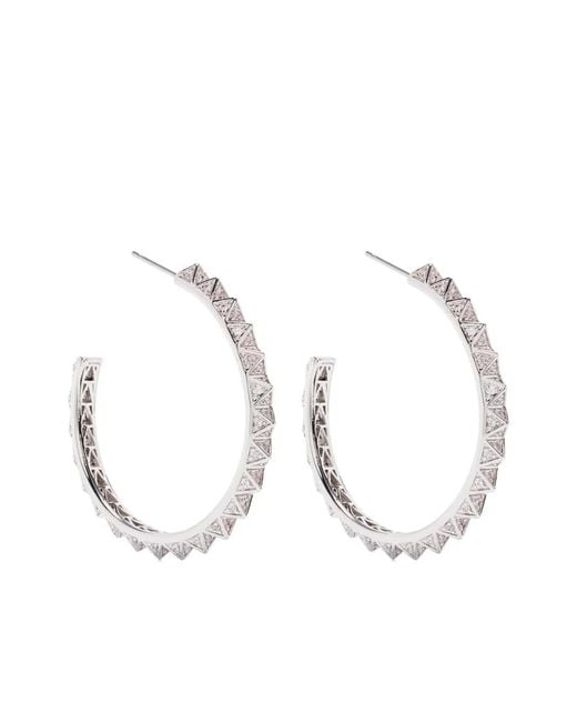 Eddie Borgo White Pavé Pyramid Hoop Earrings