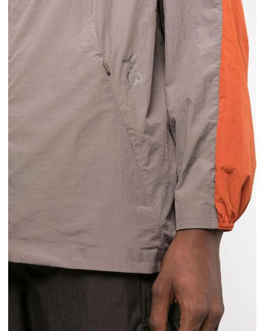 Y-3 Brown Colour-Block Hooded Jacket for men