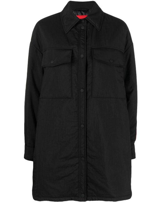 HUGO Spread-collar Trench Coat in Black | Lyst