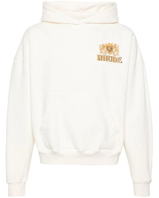 Rhude White Cresta Cigar Cotton Hoodie for men