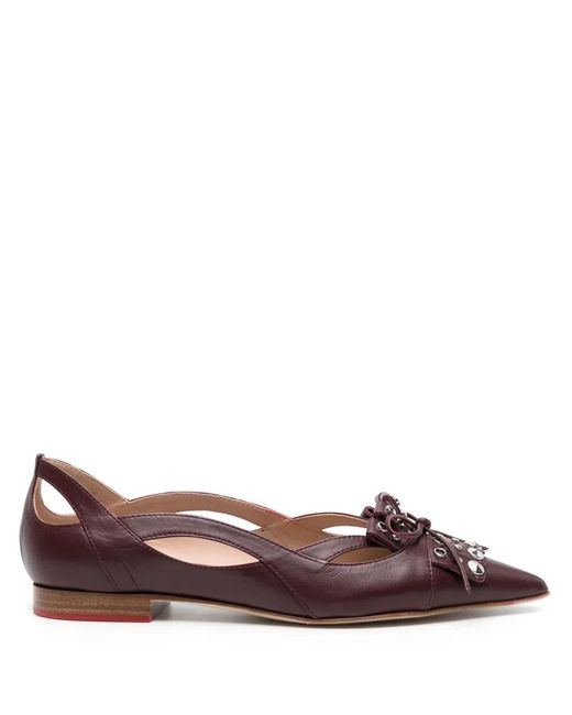 Scarosso Brown Cherry Leather Ballerina Shoes