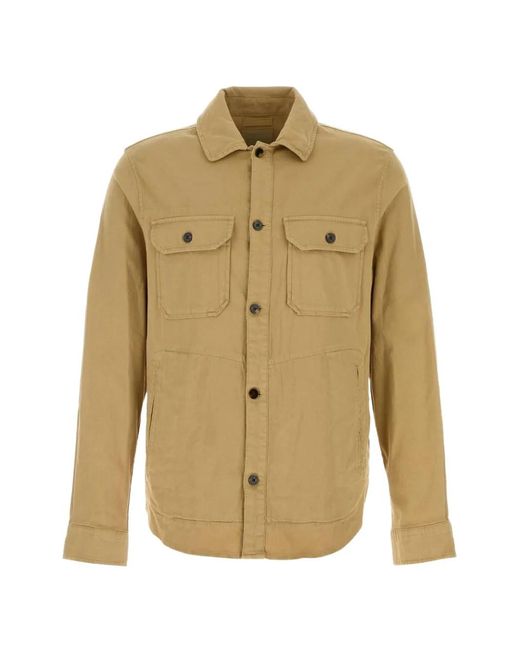Woolrich Natural Long Sleeve Overshirt for men