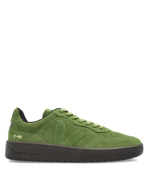 Veja Green V-90 Suede Sneakers for men