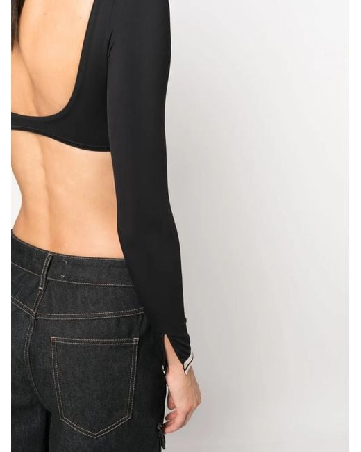 Palm Angels Black Langärmeliges Cropped-Oberteil