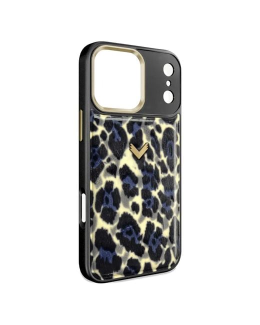 Velante Black Leopard-Print Leather Iphone 17 Pro Phone Case