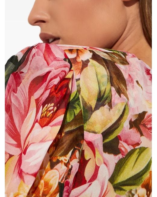 Bronx and Banco White Asymmetric V-Neck Floral Dress