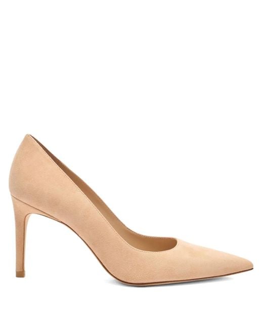 Stuart Weitzman Natural Stuart Power Wildleder-Pumps mit spitzer Kappe 85mm