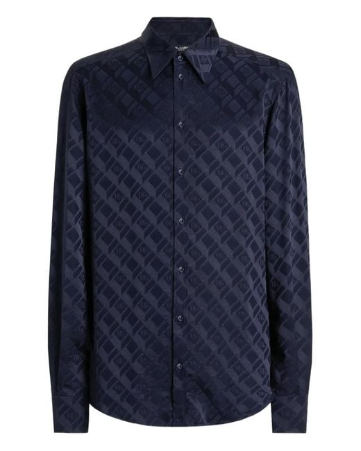 Dolce & Gabbana Blue Martini Monogram Shirt for men