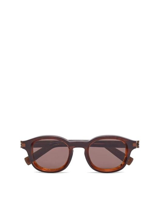 Zegna Brown Marbled-Pattern Round-Frame Sunglasses for men