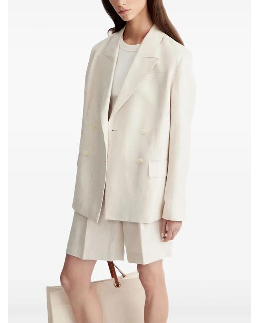 12 STOREEZ White Pleated Linen Shorts