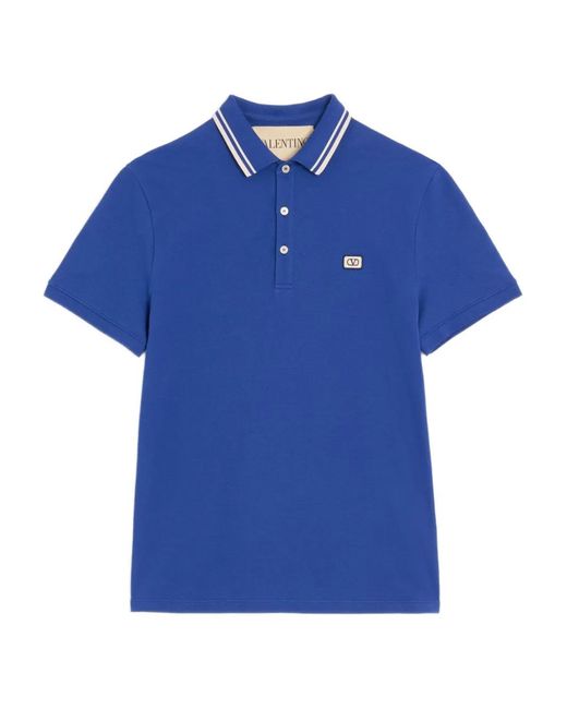 Valentino Garavani Blue Cotton Polo Shirt for men