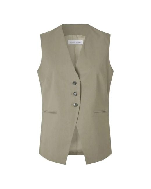 Samsøe & Samsøe Green Melange-Effect V-Neck Waistcoat