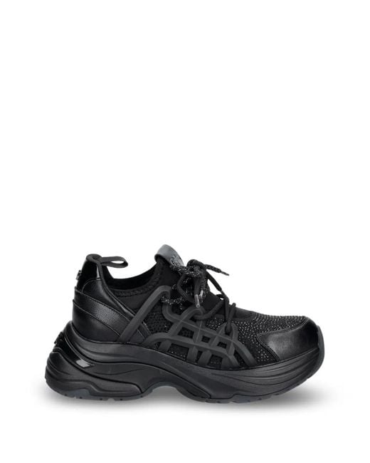 Buffalo Black Senta Glam Crystal-Embellished Sneakers