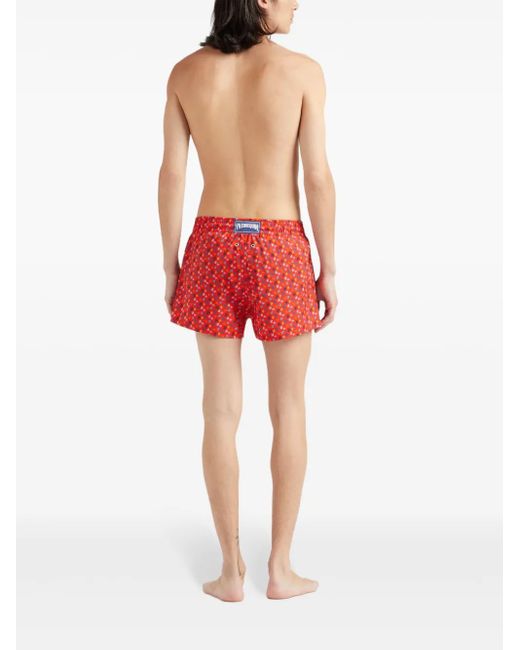 Vilebrequin Red Micro Ronde Des Tortues Swim Shorts for men