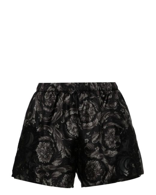 Versace Black Barocco-print Silk Pyjama Shorts