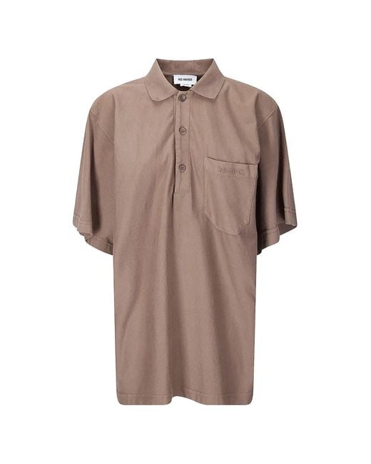 Hed Mayner Brown Polo À Logo Brodé