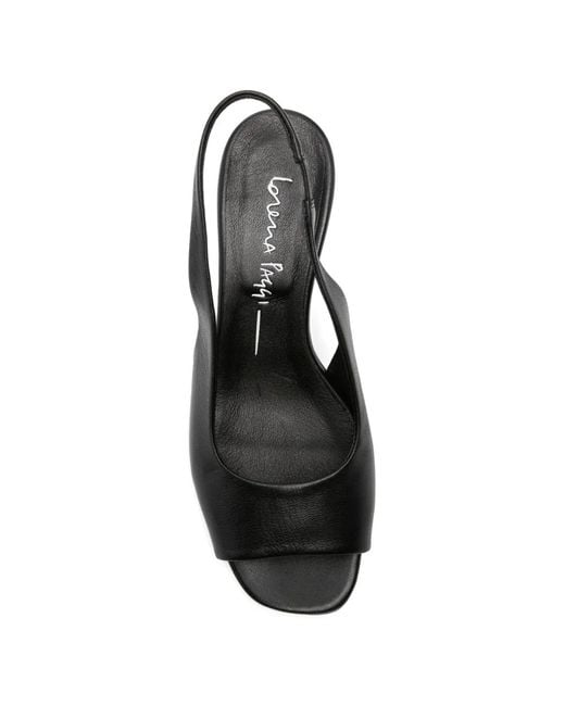 LORENA PAGGI Black Peep-Toe Slingback Pumps