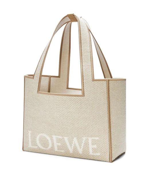 Loewe Natural Medium Herringbone-Pattern Tote Bag