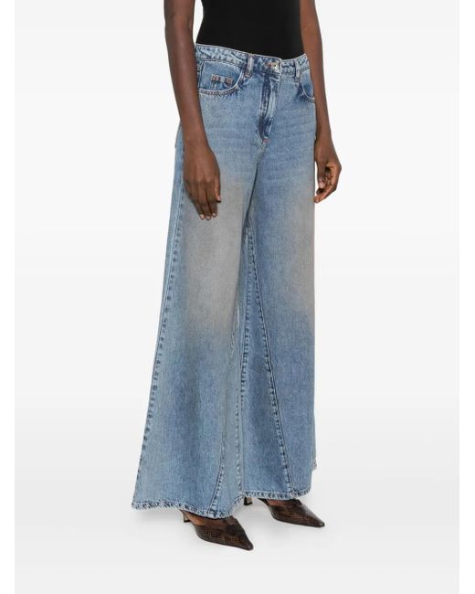 Patrizia Pepe Blue Low-waisted Wide-leg Jeans