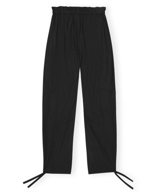 Ganni Black Drawstring-waist Trousers