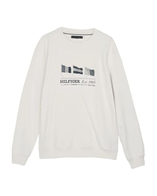 Tommy Hilfiger White Flags-Print Sweatshirt for men