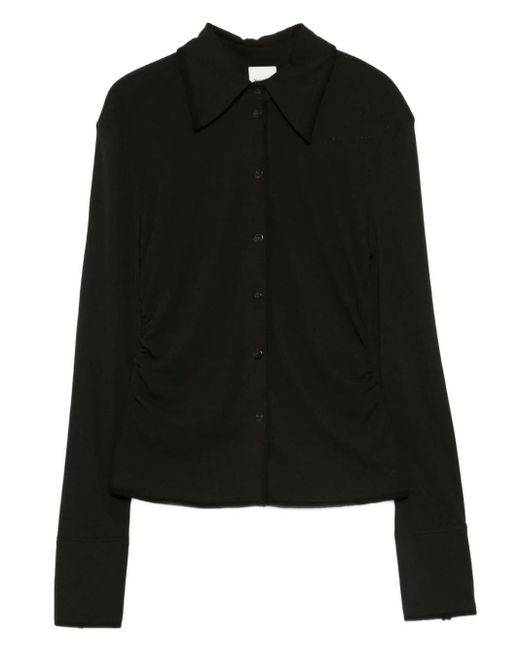 Nanushka Black Long-Sleeved Buttoned Polo Shirt