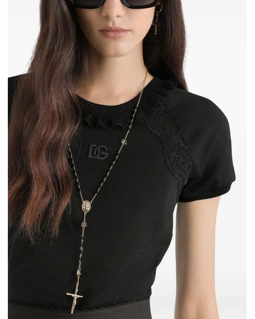 Dolce & Gabbana Black Lace-Detail T-Shirt