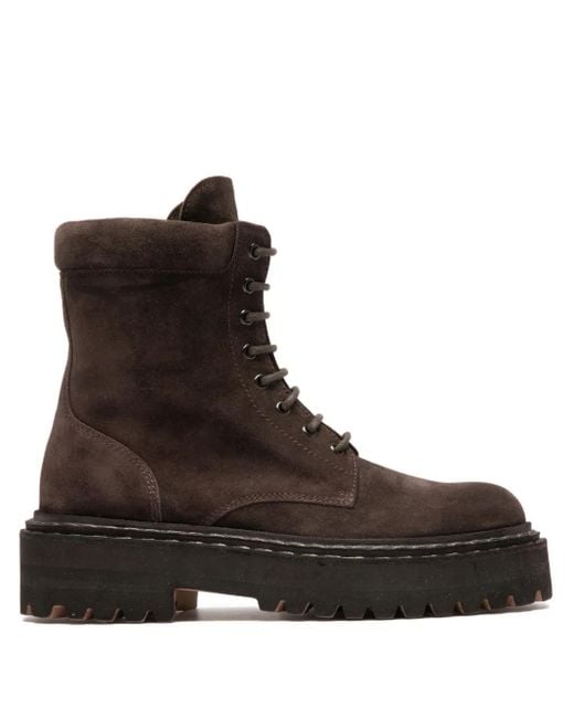 Officine Creative Brown Blossom Lace-Up Boots