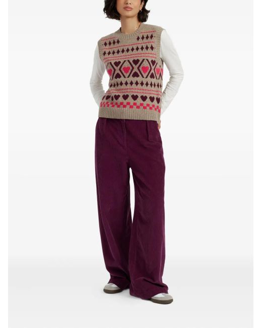 Chinti & Parker Pink Heart-Pattern Wool Knit Vest