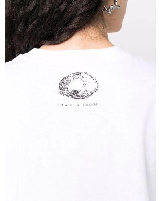 Lemaire White X Tomaga Printed Sleeveless T-Shirt Dress