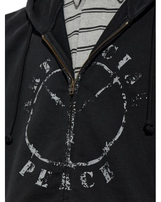Vetements Black Graphic-Print Zip-Up Hoodie for men