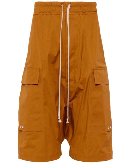 Rick Owens Orange Drawstring Drop-crotch Shorts for men