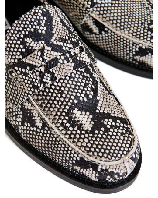 Essentiel Antwerp Gray Snake-Effect Loafers