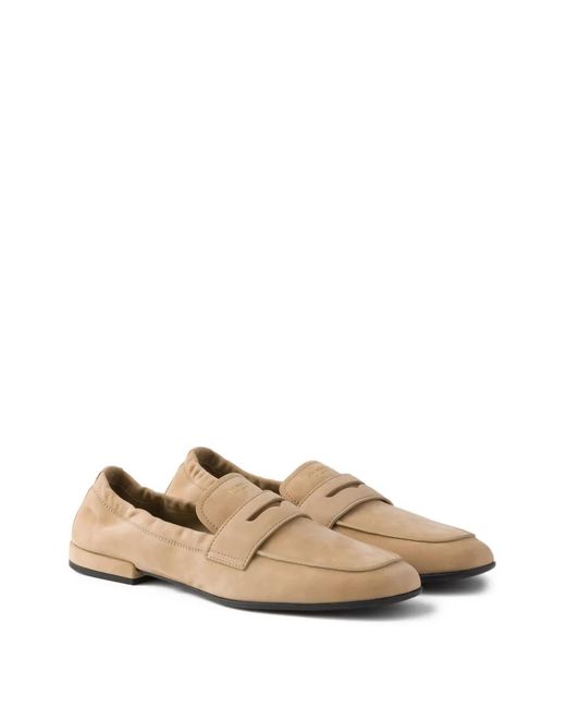 Prada White Shuffle Nubuck Leather Loafers